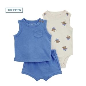 NWT Baby Boy Carter's 3-pc set ~ Tank Top, Dinosaur Bodysuit & Shorts Set